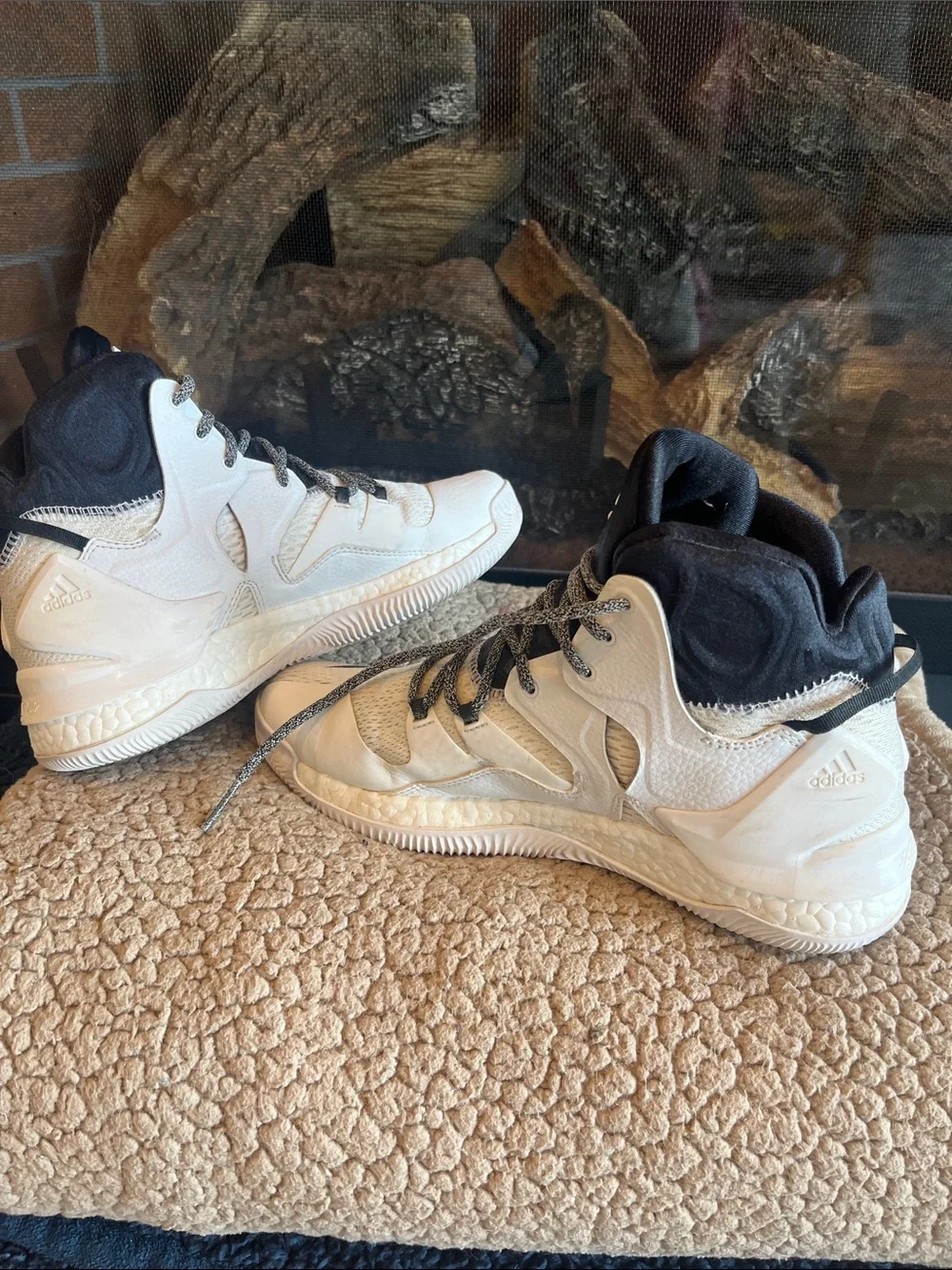 Adidas  D Rose Men’s High-Top Basketball Shoes - White & Black